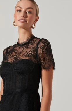 Leilani Lace Bustier Mini Dress -Dresses Sales Store ACDR100765 BLACK 4