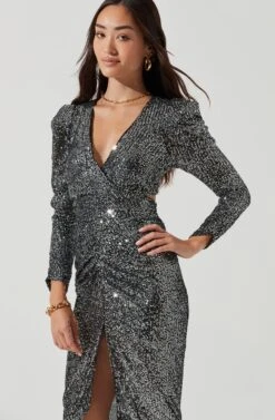 Jayla Metallic Sequin Cutout Dress -Dresses Sales Store ACDR100768 SILVER BLACK 0496