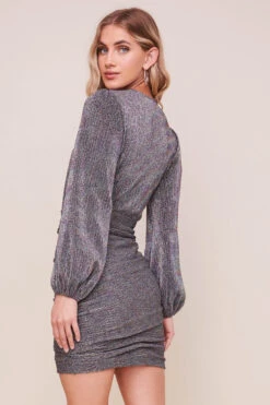 Meredith Metallic Long Sleeve Dress -Dresses Sales Store ACDR100769 RAINBOWMETALLIC 4