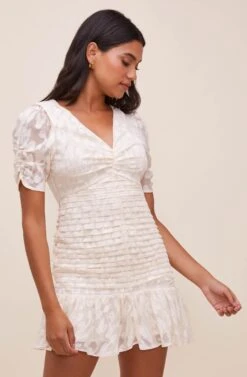 Erina Ruched Mini Dress -Dresses Sales Store ACDR100788 CREAM 3