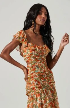 Devereaux Cutout Floral Midi Dress -Dresses Sales Store ACDR100791 ORANGEFLORAL 3 6bacee80 55a3 430c 96c8 9e96743b7eb3