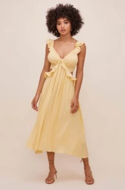 Nima Ruffle Midi Dress -Dresses Sales Store ACDR100799 CUSTARD 1