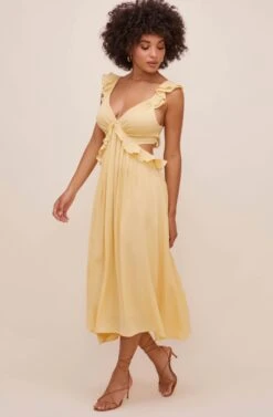 Nima Ruffle Midi Dress -Dresses Sales Store ACDR100799 CUSTARD 2