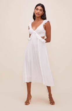 Nima Ruffle Midi Dress -Dresses Sales Store ACDR100799 WHITE 2