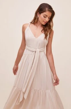 Eartha Tie Waist Maxi Dress -Dresses Sales Store ACDR100834 CREAM 5