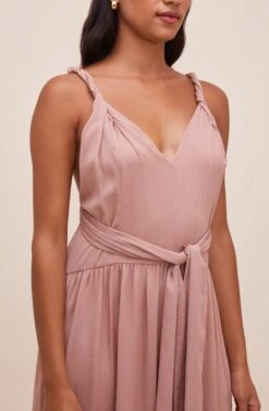Eartha Tie Waist Maxi Dress -Dresses Sales Store ACDR100834 DUSTYROSE 4