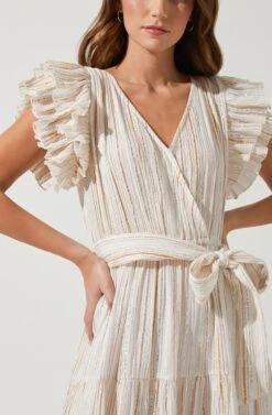 Rhiannon Ruffle Sleeve Maxi Dress -Dresses Sales Store ACDR100835 OFFWHITEMULTI 2