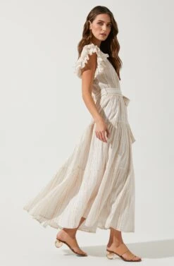 Rhiannon Ruffle Sleeve Maxi Dress -Dresses Sales Store ACDR100835 OFFWHITEMULTI 3