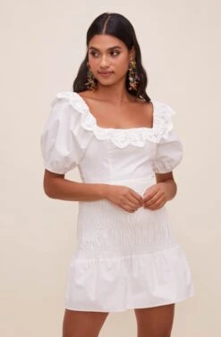 Patina Smocked Puff Sleeve Dress -Dresses Sales Store ACDR100840 WHITE 3