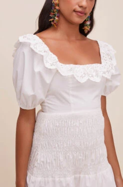 Patina Smocked Puff Sleeve Dress -Dresses Sales Store ACDR100840 WHITE 5