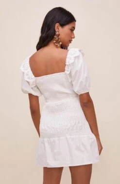 Patina Smocked Puff Sleeve Dress -Dresses Sales Store ACDR100840 WHITE 7