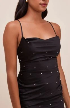 String Of Pearls Embellished Mini Dress -Dresses Sales Store ACDR100849 BLACK 4