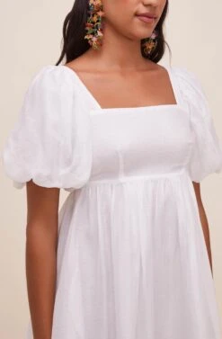 Bethel Puff Sleeve Dress -Dresses Sales Store ACDR100865 WHITE 5