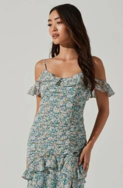 Daisy Dell Floral Ruffle Cold Shoulder Midi Dress -Dresses Sales Store ACDR100903 TEALMULTIFLORAL 4 0874d902 a3ae 459a 9438 d68bee5853ec