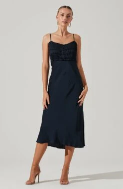 Zola Smocked Midi Dress -Dresses Sales Store ACDR100905 NAVY 07921