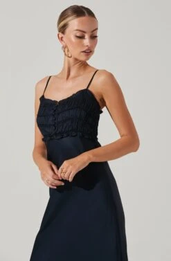 Zola Smocked Midi Dress -Dresses Sales Store ACDR100905 NAVY 07981