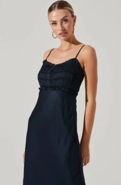 Zola Smocked Midi Dress -Dresses Sales Store ACDR100905 NAVY 07991