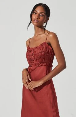 Zola Smocked Midi Dress -Dresses Sales Store ACDR100905 RUST 4