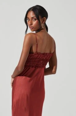 Zola Smocked Midi Dress -Dresses Sales Store ACDR100905 RUST 5