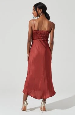 Zola Smocked Midi Dress -Dresses Sales Store ACDR100905 RUST 6