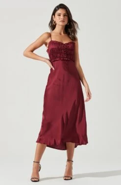 Zola Smocked Midi Dress -Dresses Sales Store ACDR100905 WINE 1785