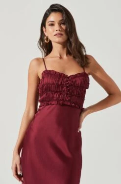 Zola Smocked Midi Dress -Dresses Sales Store ACDR100905 WINE 1792