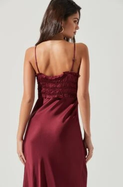 Zola Smocked Midi Dress -Dresses Sales Store ACDR100905 WINE 1798