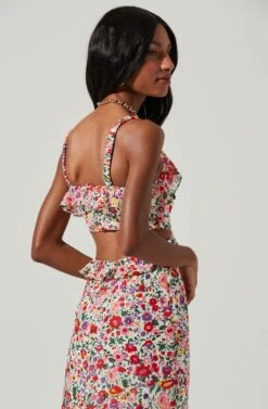 Wildflower Ruffle Cutout Midi Dress -Dresses Sales Store ACDR100906 PINKREDFLORAL 4 6b1aa250 2519 4a40 a698 ad4bbb75688d