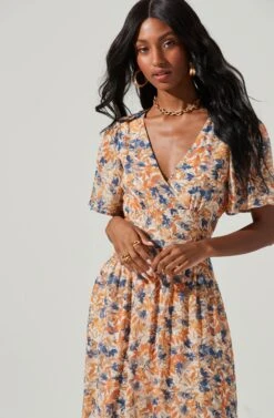 Sedona Floral Back Cutout Maxi Dress -Dresses Sales Store ACDR100910 BLUECORALFLORAL 3