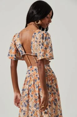 Sedona Floral Back Cutout Maxi Dress -Dresses Sales Store ACDR100910 BLUECORALFLORAL 6