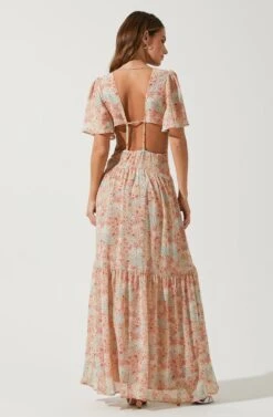 Sedona Floral Cutout Maxi Dress -Dresses Sales Store ACDR100910 CORALMULTIFLORAL 4