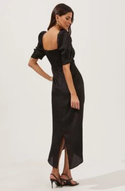 Austen Puff Sleeve Midi Dress -Dresses Sales Store ACDR100950 BLACK 4