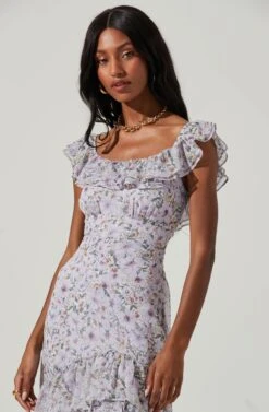 Magnolia Floral Ruffle Hi-Lo Maxi Dress -Dresses Sales Store ACDR100961Y LILACFLORAL 3