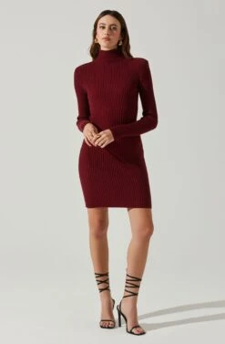 Gwendolyn Turtleneck Sweater Mini Dress -Dresses Sales Store ACDR100970SH WINE 2