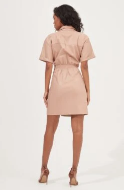 Terra Faux Leather Button Up Mini Dress -Dresses Sales Store ACDR100994 SOFTPINK 5