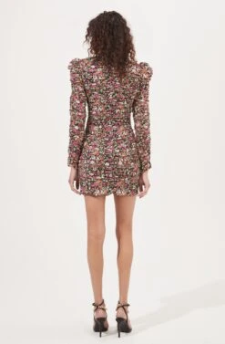 Jadine Ruched Floral Sweetheart Mini Dress -Dresses Sales Store ACDR101014 FUCHSIA RUSTMULTIFL 4