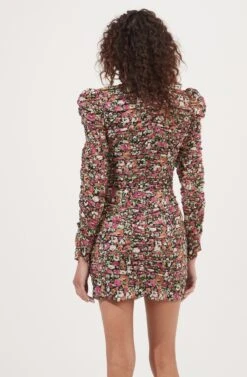 Jadine Ruched Floral Sweetheart Mini Dress -Dresses Sales Store ACDR101014 FUCHSIA RUSTMULTIFL 5