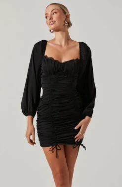 Mardi Ruched Sweetheart Mini Dress -Dresses Sales Store ACDR101019B BLACK 3