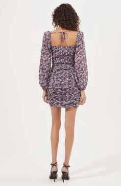 Mardi Lace Trimmed Floral Ruched Mini Dress -Dresses Sales Store ACDR101019 PURPLEMULTI 5 d6790b23 2191 4e35 ac5d 6ae8f3ab24cb