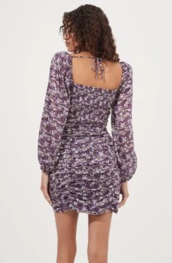 Mardi Lace Trimmed Floral Ruched Mini Dress -Dresses Sales Store ACDR101019 PURPLEMULTI 6 6a3214da 42f5 4290 96fd 3b766c9d999f