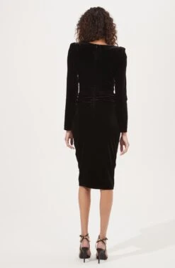 Virginia Velvet Square Neck Midi Dress -Dresses Sales Store ACDR101025 BLACK 4