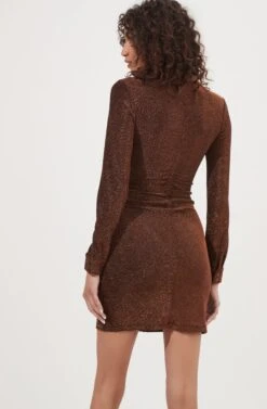Ambel Metallic Ruched Button Down Mini Dress -Dresses Sales Store ACDR101026 COPPER 5