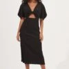 Normandie Cutout Puff Sleeve Midi Dress