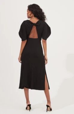 Normandie Cutout Puff Sleeve Midi Dress -Dresses Sales Store ACDR101056 BLACK 4 b5719d30 f99f 4ea8 a8e6 111c322b5825
