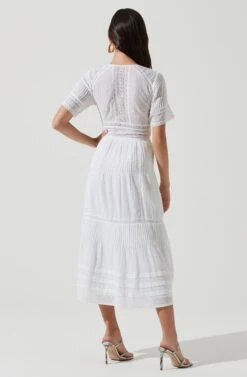 Honeymoon Lace Short Sleeve Midi Dress -Dresses Sales Store ACDR101071 WHITE 0887