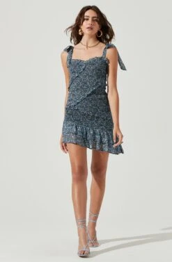 Eastwick Floral Ruffle Asymmetrical Mini Dress