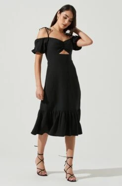 Aleda Cold Shoulder Cutout Midi Dress