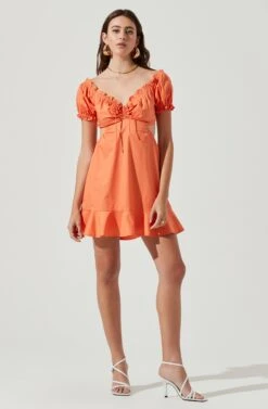 Verana Cutout Puff Sleeve Ruffle Mini Dress -Dresses Sales Store ACDR101088 DARKTANGERINE 1 11d27568 b632 44e6 8683 8024ff7ace34