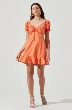 Verana Cutout Puff Sleeve Ruffle Mini Dress -Dresses Sales Store ACDR101088 DARKTANGERINE 2 9edbdb44 29a6 49d9 9c88 69a78a6f63af