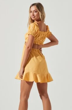 Verana Cutout Puff Sleeve Ruffle Mini Dress -Dresses Sales Store ACDR101088 ORANGECREAM 4